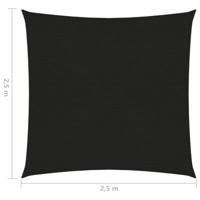 vidaXL Voile d'ombrage 160 g/m² Noir 2,5x2,5 m PEHD