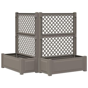vidaXL Grand bac avec treille 2 pc PP Gris