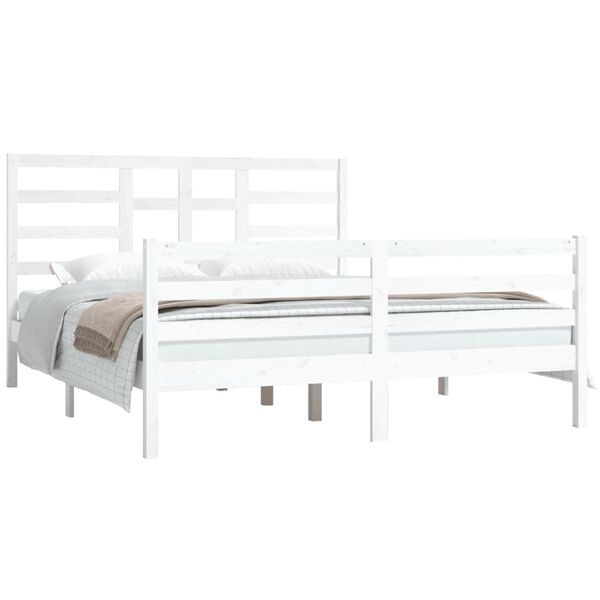 vidaXL Cadre de lit sans matelas blanc bois massif 160x200 cm