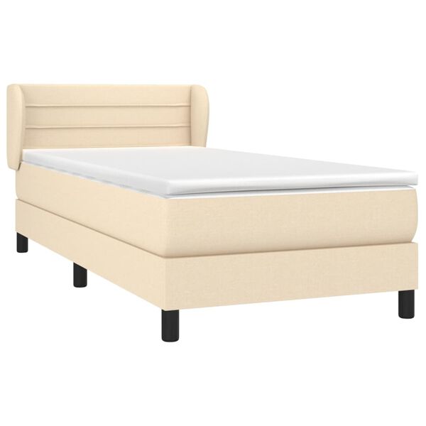 vidaXL Sommier &agrave; lattes de lit avec matelas Cr&egrave;me 80x200 cm Tissu