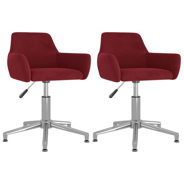 vidaXL Chaises pivotantes &agrave; manger lot de 2 Rouge bordeaux Velours