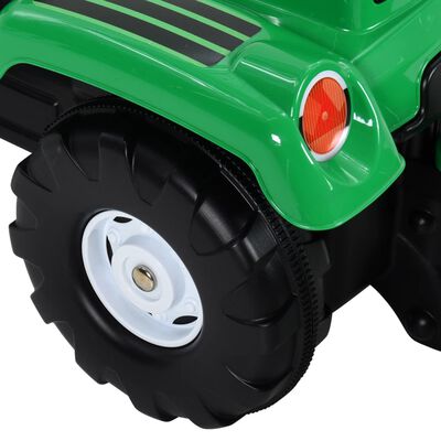 vidaXL Tracteur à pédales d'enfants et remorque et chargeur Vert/noir