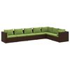 vidaXL Salon de jardin 7 pcs avec coussins R&eacute;sine tress&eacute;e Marron