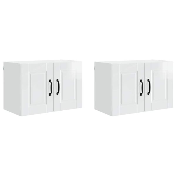 vidaXL Armoire de cuisine 2 pcs Blanc brillant 60 x 31 x 40 cm
