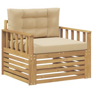 vidaXL Canap&eacute; d&rsquo;ext&eacute;rieur Polyester Blanc et beige