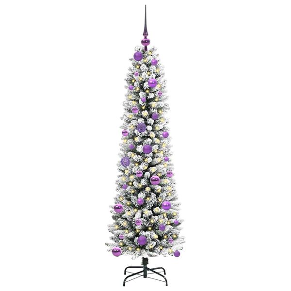 vidaXL Sapin de No&euml;l artificiel Blanc 150 cm PVC, m&eacute;tal et plastique
