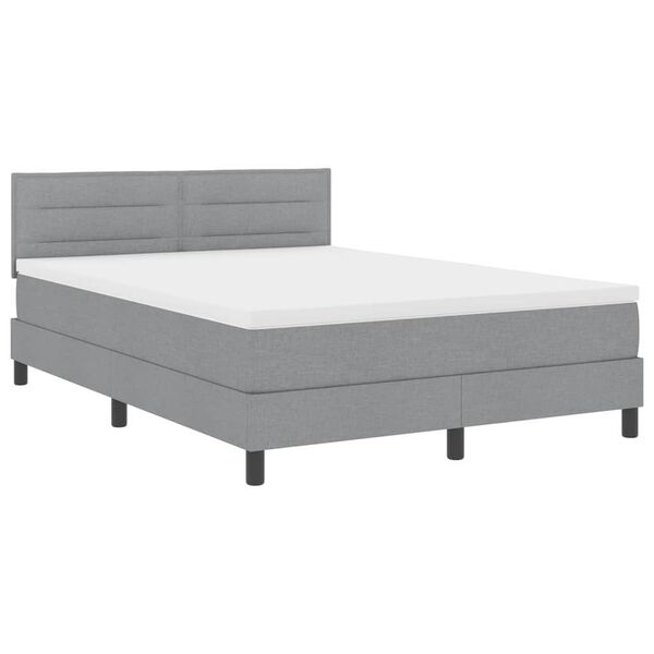vidaXL Lit &agrave; ressorts avec matelas Gris clair 140 x 200 cm tissu
