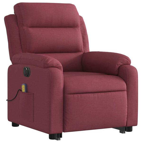 vidaXL Fauteuil inclinable de massage électrique Rouge bordeaux Tissu