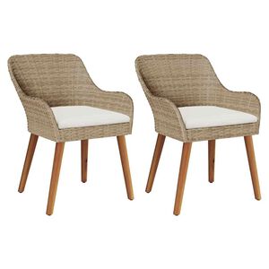 vidaXL Chaise de jardin 2 pc Beige polyrotin