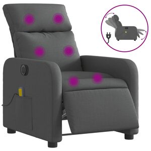 vidaXL Fauteuil inclinable de massage &eacute;lectrique gris fonc&eacute; tissu