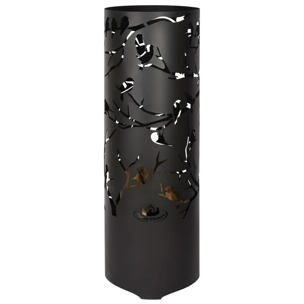 Esschert Design Baril &agrave; feu Birds on Twig Acier au carbone Noir FF409