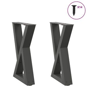 vidaXL Pieds de table basse 2 pi&egrave;ces Anthracite 28 x (42-43,3) cm Acier