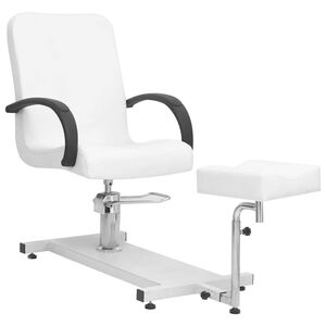 vidaXL Fauteuil de massage et repose-pied Blanc 127x60x98cm Similicuir