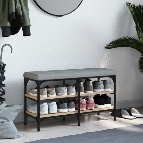 vidaXL Banc &agrave; chaussures ch&ecirc;ne sonoma 82x32x47 cm bois d'ing&eacute;nierie