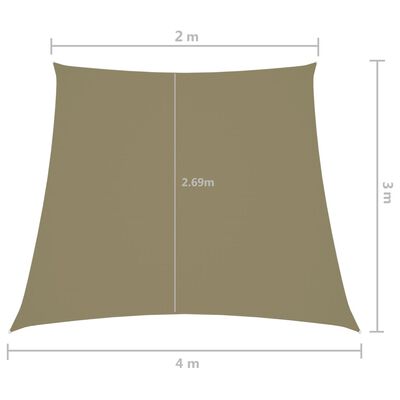 vidaXL Voile de parasol Tissu Oxford trapèze 2/4x3 m Beige