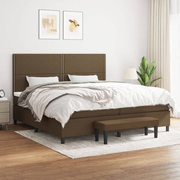 vidaXL Sommier &agrave; lattes de lit avec matelas Marron fonc&eacute; 200x200 cm