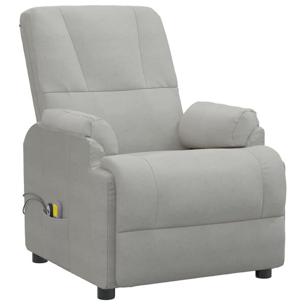 vidaXL Fauteuil de massage gris clair similicuir daim
