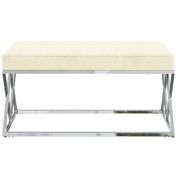 vidaXL Banc Cr&egrave;me Velours et acier inoxydable