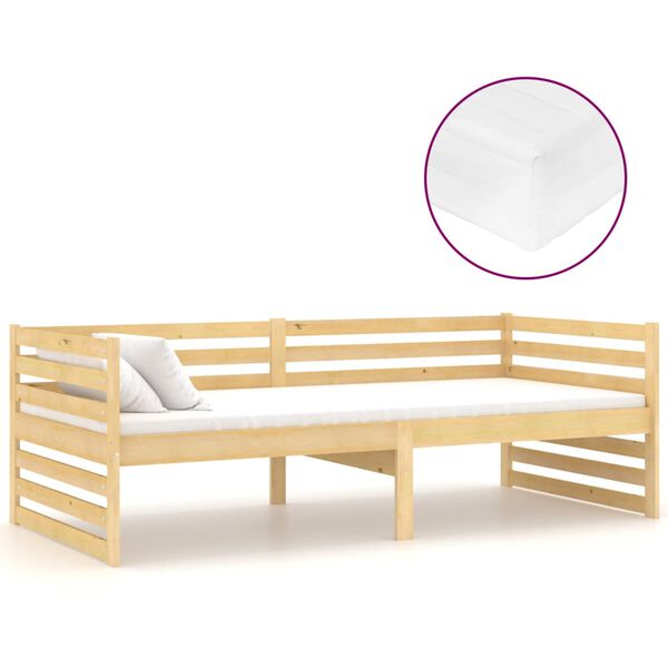 vidaXL Lit de repos avec matelas 90x200 cm Bois de pin massif
