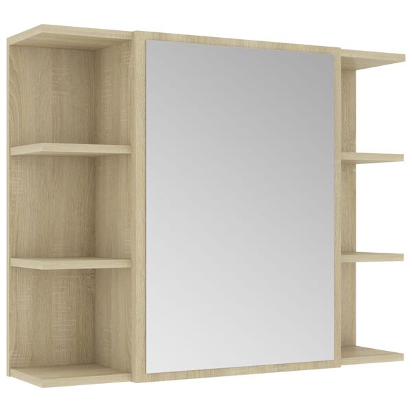 vidaXL Armoire &agrave; miroir de bain Ch&ecirc;ne sonoma Bois d&rsquo;ing&eacute;nierie