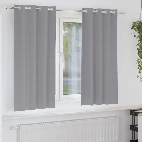 vidaXL Rideaux occultants avec anneaux 2 pcs Gris clair 175 x 140 cm