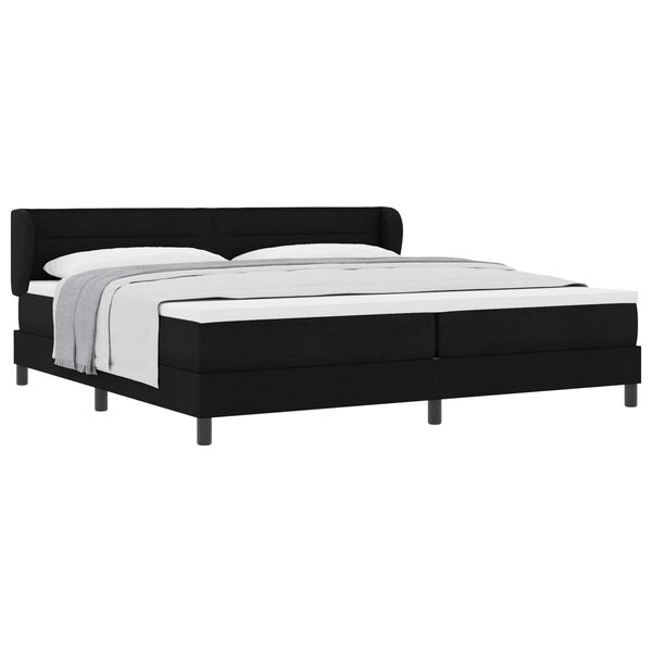 vidaXL Lit &agrave; ressorts avec matelas Noir 200 x 200 cm tissu