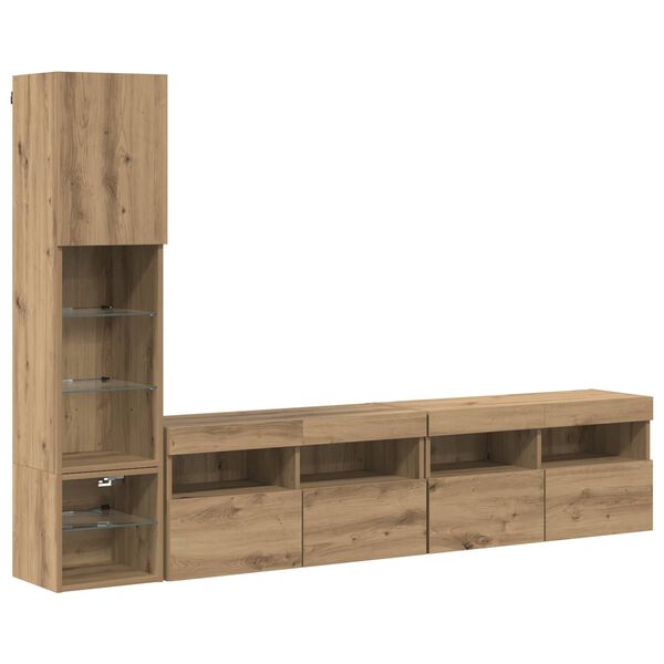 vidaXL Unit&eacute; murale de TV 4 pcs Ch&ecirc;ne artisanal Bois d'ing&eacute;nierie