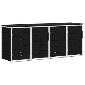 vidaXL Stockage de bac &agrave; d&eacute;chets for 4 Bins 240L Acier inoxydable Noir
