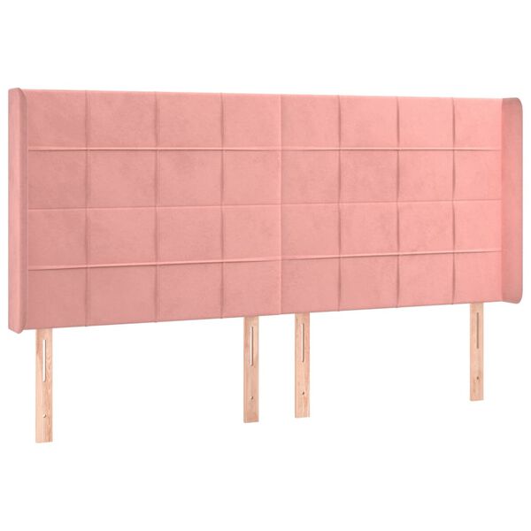 vidaXL T&ecirc;te de lit avec oreilles Rose 203x16x118/128 cm Velours