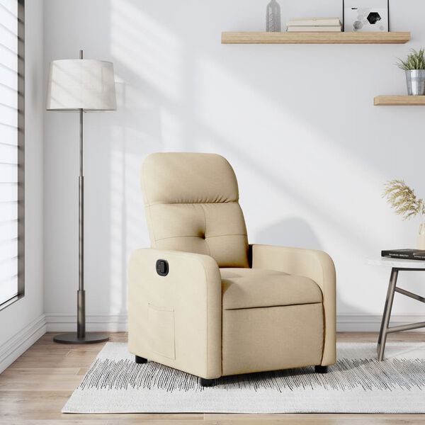 vidaXL Fauteuil inclinable Cr&egrave;me Tissu