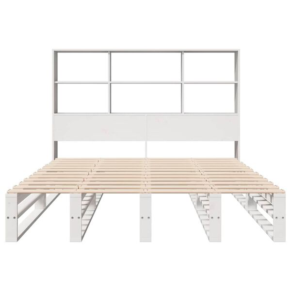 vidaXL Lit biblioth&egrave;que sans matelas blanc 140x190 cm bois massif