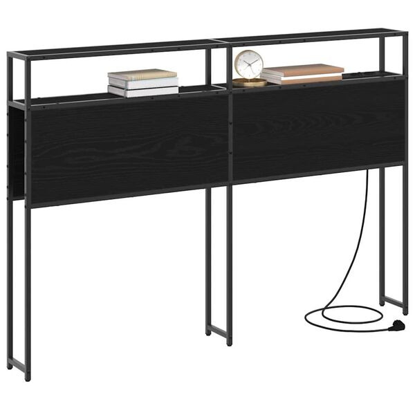 vidaXL T&ecirc;te de lit de rangement Ch&ecirc;ne noir 135 cm Bois d'ing&eacute;nierie