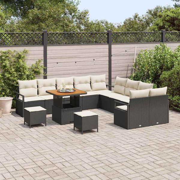 vidaXL Ensemble de canap&eacute; de jardin 13 pcs Noir Poly rotin