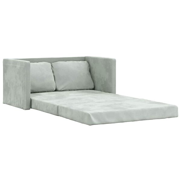 vidaXL Canap&eacute;-lit 2 en 1 gris clair 122x204x55 cm velours