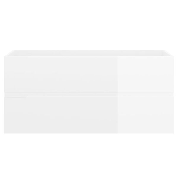vidaXL Armoire d'&eacute;vier Blanc brillant 100x38,5x45 cm Bois d&rsquo;ing&eacute;nierie