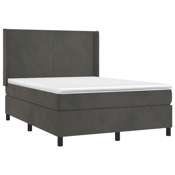 vidaXL Sommier &agrave; lattes de lit matelas et LED Gris fonc&eacute; 140x190 cm