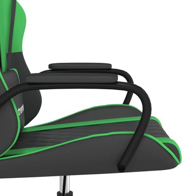 vidaXL Chaise de jeu de massage Noir et vert Similicuir