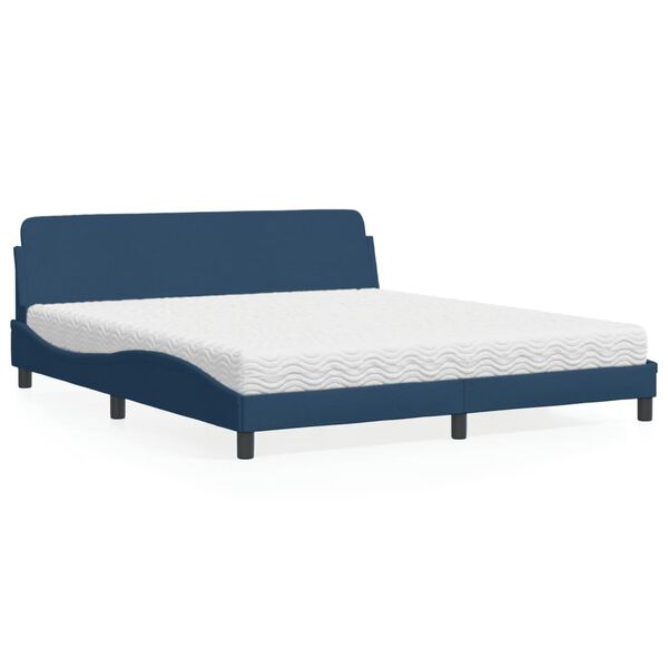 vidaXL Lit avec matelas Dover bleu 180x200 cm tissu