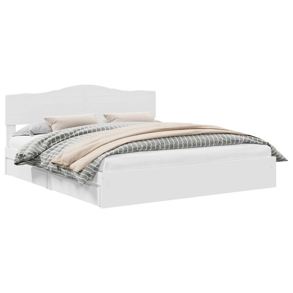 vidaXL Lit de Rangement Blanc 180 x 200 cm Bois d'ing&eacute;nierie