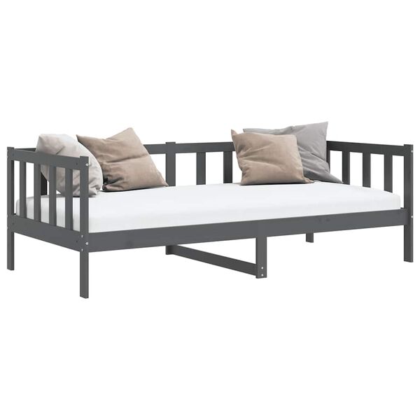 vidaXL Lit de jour sans matelas gris bois de pin massif 90x200 cm