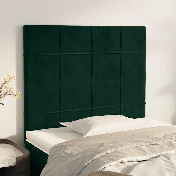 vidaXL T&ecirc;te de lit Vert fonc&eacute; 100x5x118/128 cm Velours