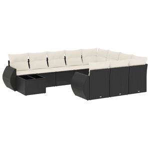 vidaXL Salon de jardin 11 pcs avec coussins noir r&eacute;sine tress&eacute;e