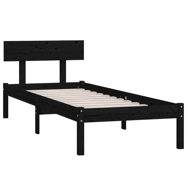 vidaXL Cadre de lit sans matelas noir bois massif