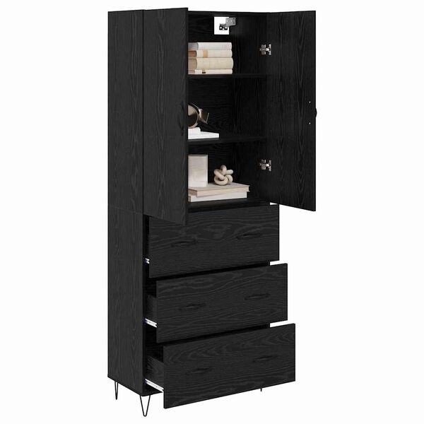 vidaXL Haut Armoire Montage mural 2 pcs Ch&ecirc;ne noir Bois d'ing&eacute;nierie