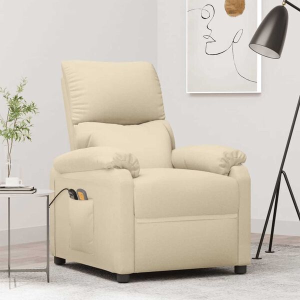 vidaXL Fauteuil de massage Cr&egrave;me Tissu