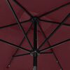 vidaXL Parasol de jardin avec LED et mât en acier rouge bordeaux 2x3 m