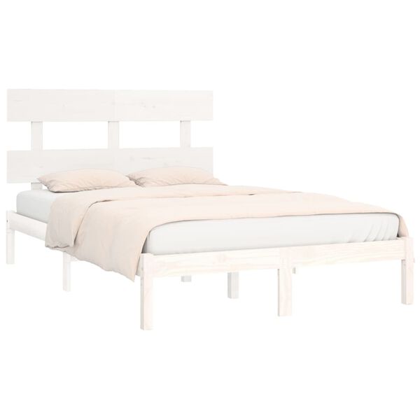 vidaXL Cadre de lit sans matelas blanc 200x200 cm bois massif