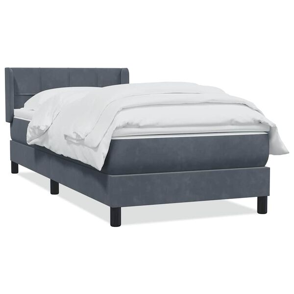 vidaXL Sommier &agrave; lattes de lit et matelas gris fonc&eacute; 90x210 cm velours