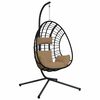 vidaXL Chaise suspendue en forme d'&oelig;uf et support taupe rotin et acier