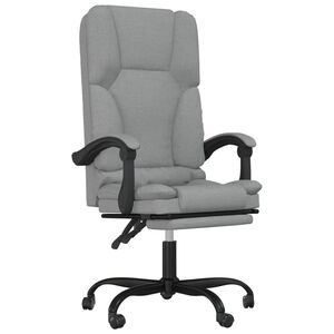 vidaXL Fauteuil de massage inclinable de bureau Gris clair Tissu
